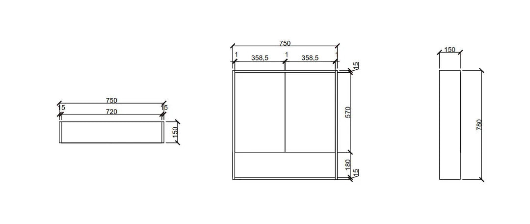Hera 750mm Shave Cabinet - 750x780x150mm
