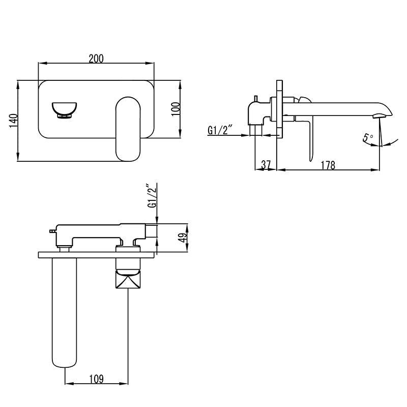 Kara Wall Basin Mixer – view 6