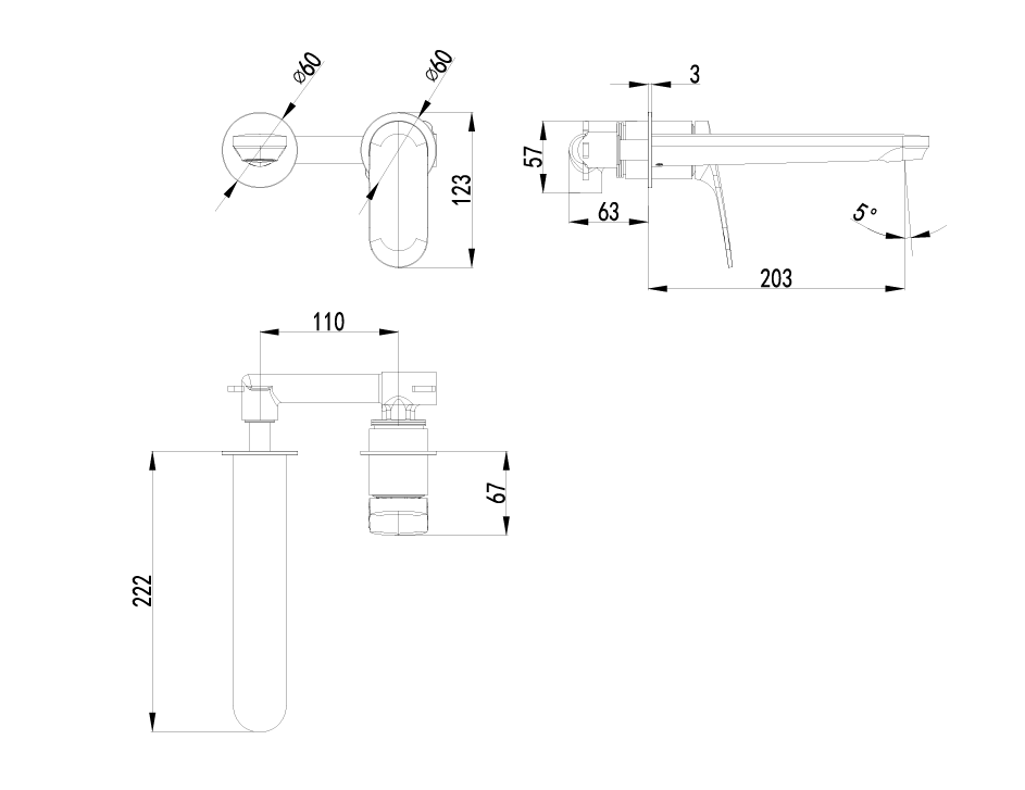 Sulu Ii Wall Basin Mixer Trim Kits With Separate Cover Plate – view 6