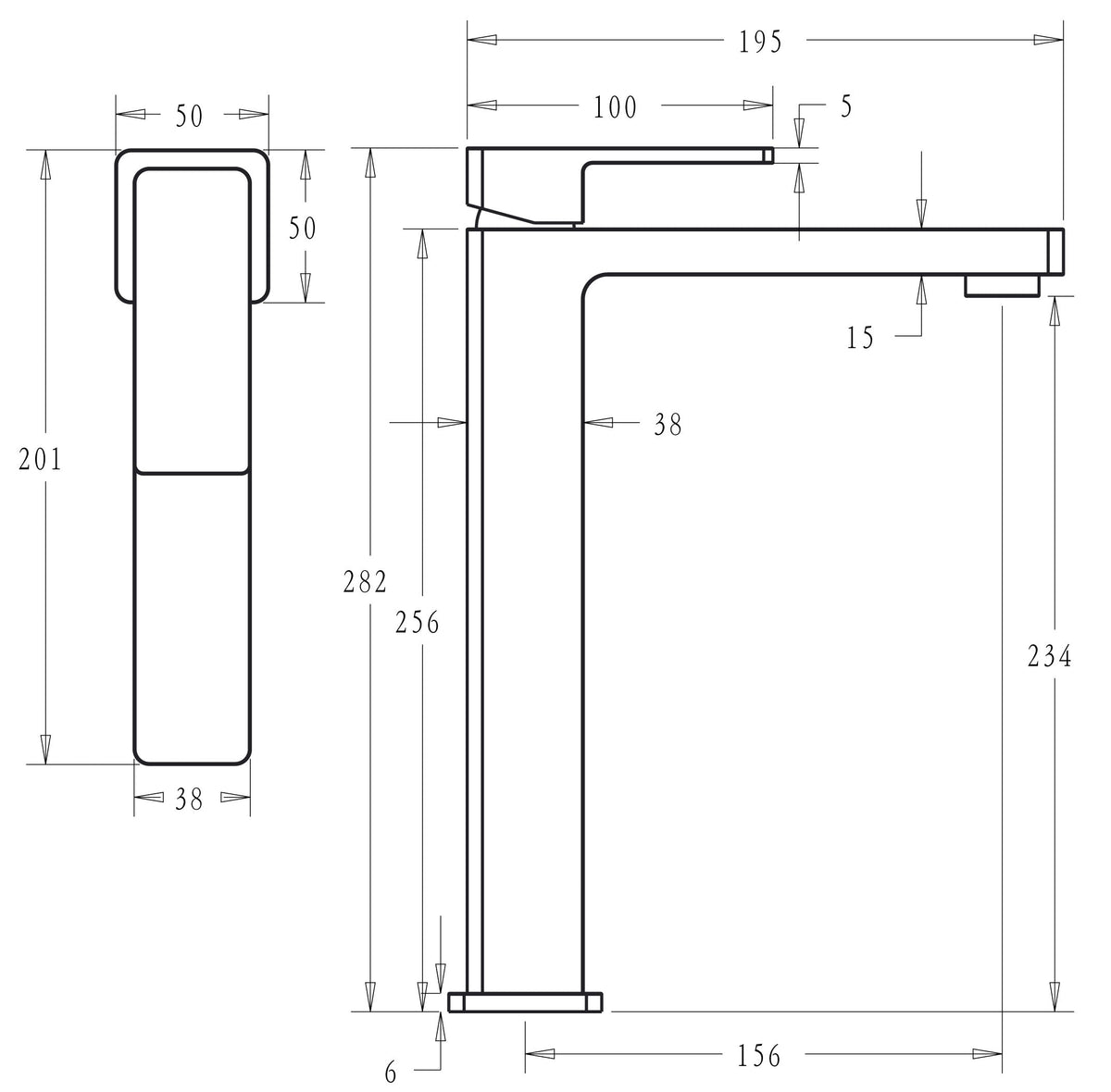 Ceram Basin Mixer High Rise – view 4