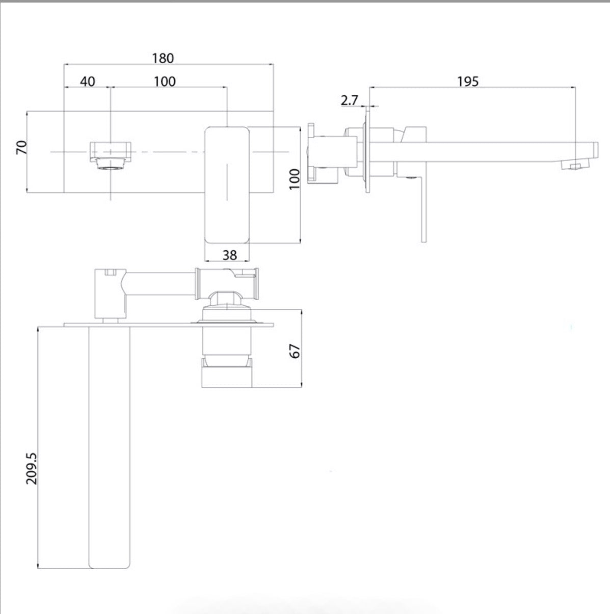 Ceram Wall Basin Mixer – view 5