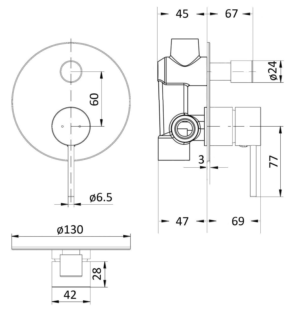 Hali Wall Mixer Diverter – view 6