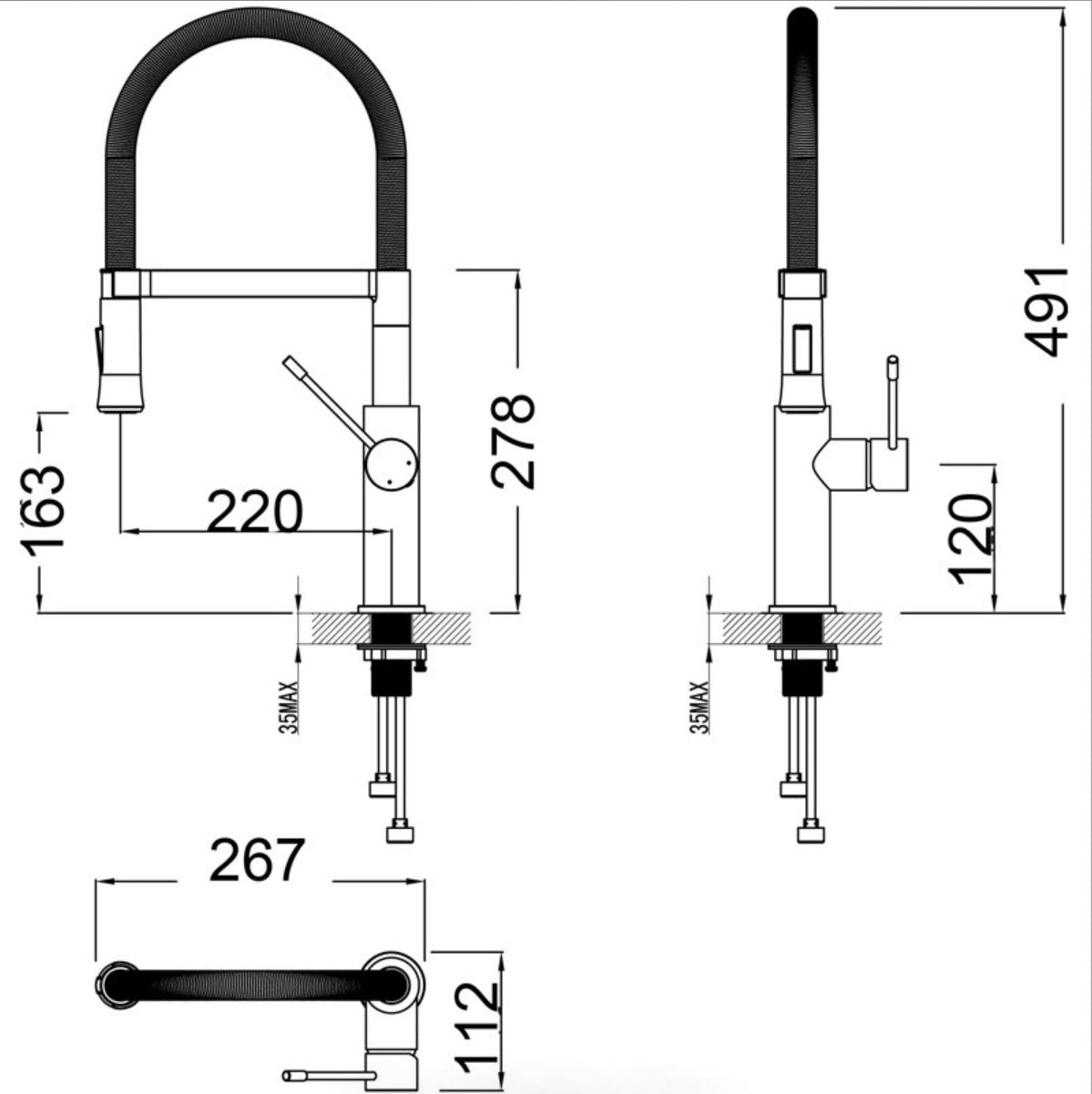 Scotia Sink Mixer Pull-Out Lead Free – detail view