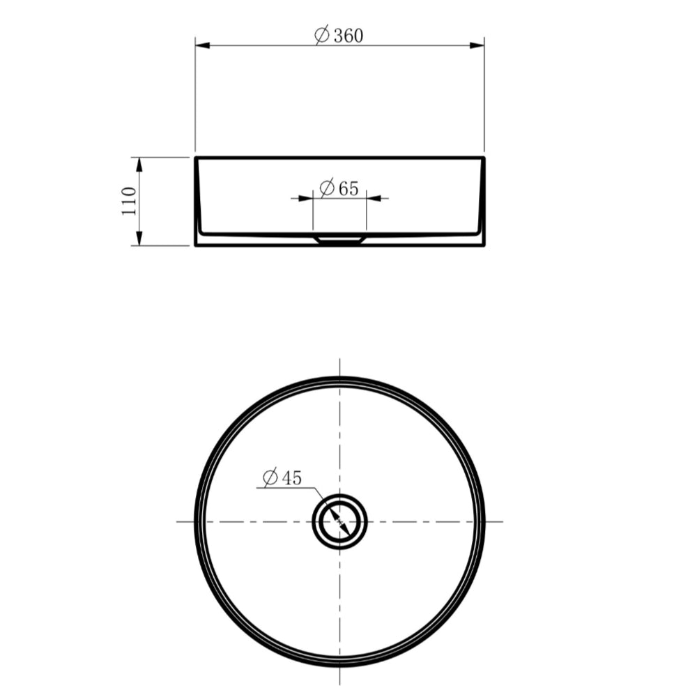 SS360GM - 360x360x110mm Stainless Steel Gunmetal Above Counter Basin – alternate view