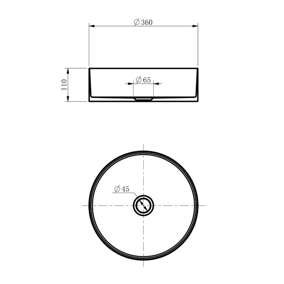 SS360BC - 360x360x110mm Stainless Steel Brushed Copper Above Counter Basin – alternate view