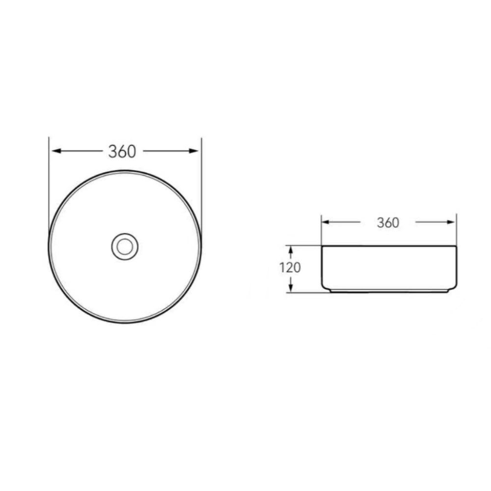 BA360MW - 360x360x120mm Matte White Above Countertop Basin – view 4