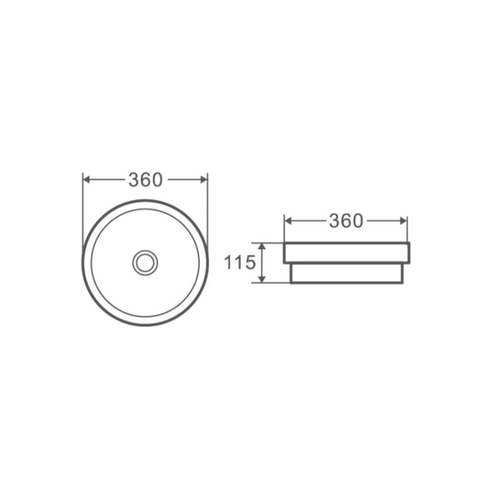 BA3636 - 360x360x115mm Gloss White Semi Countertop Basin – alternate view