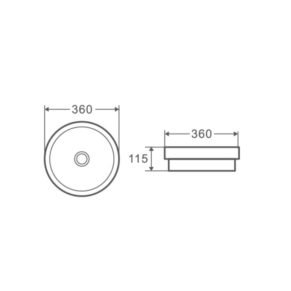 BA3636MW - 360x360x115mm Matte White Semi Countertop Basin – alternate view