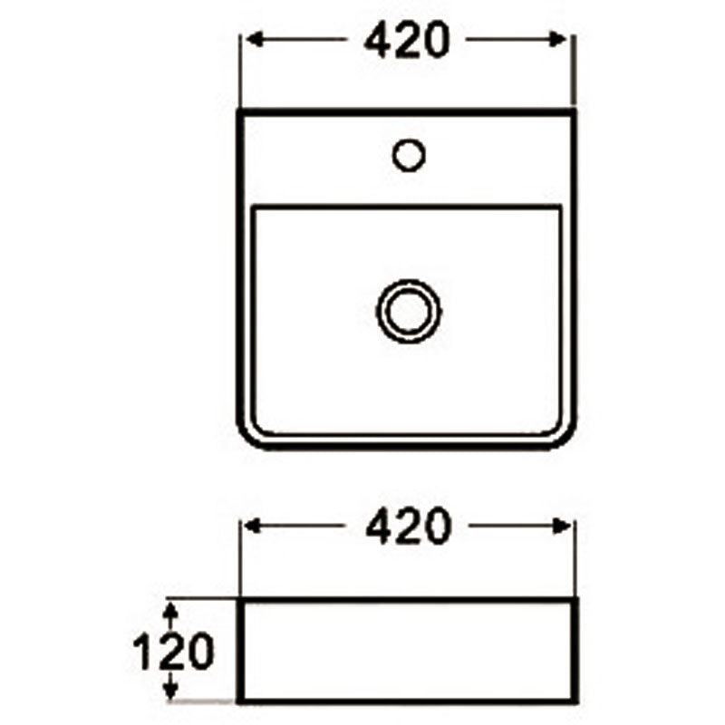 Rosa Wall Hung / Above Counter Basin 420mm – alternate view