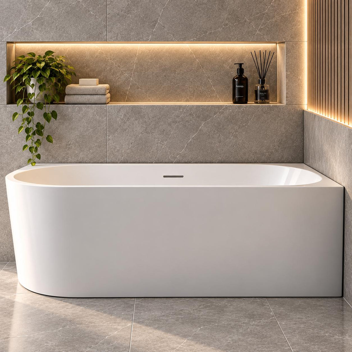 Newport Right Hand Corner Gloss White Freestanding Bath - 1300mm