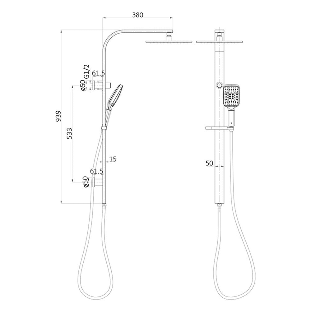 Sando Shower Set Multifunction 250mm – detail view