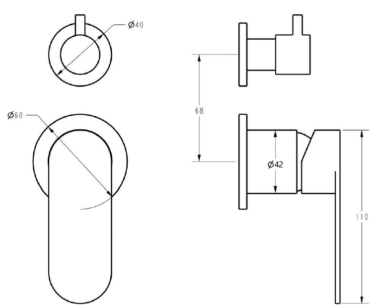 Sora SS Wall Diverter Mixer Trim Kits – view 6