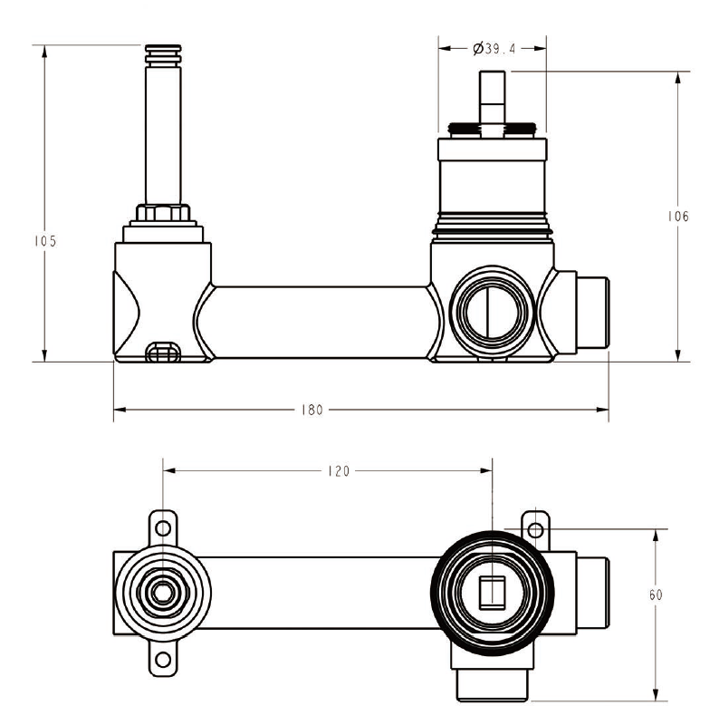 Sora SS Wall Basin Mixer Rough-In Body – alternate view