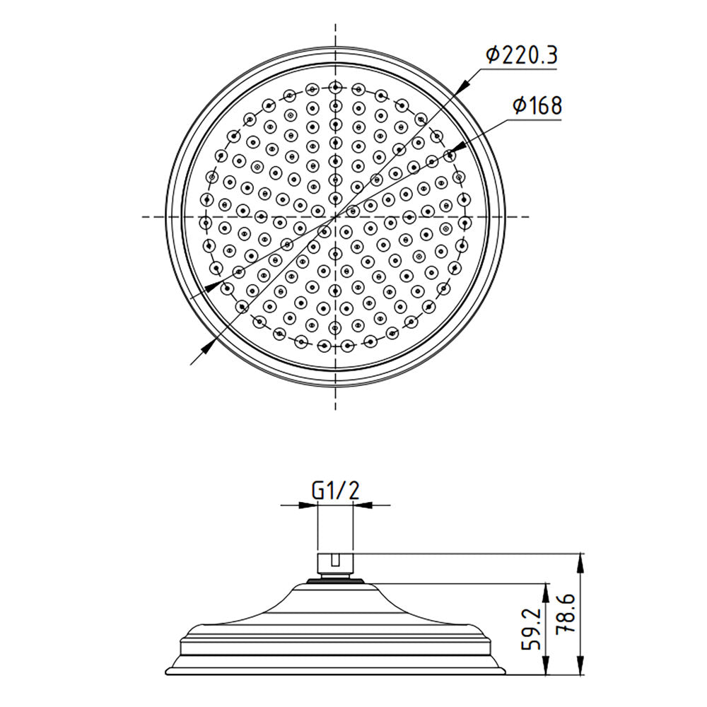 Clasico Shower Head Round 220mm – view 5