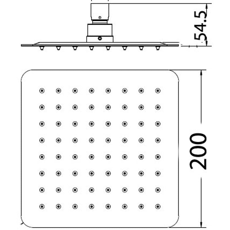 Nova Shower Head Square Chrome 200mm – alternate view