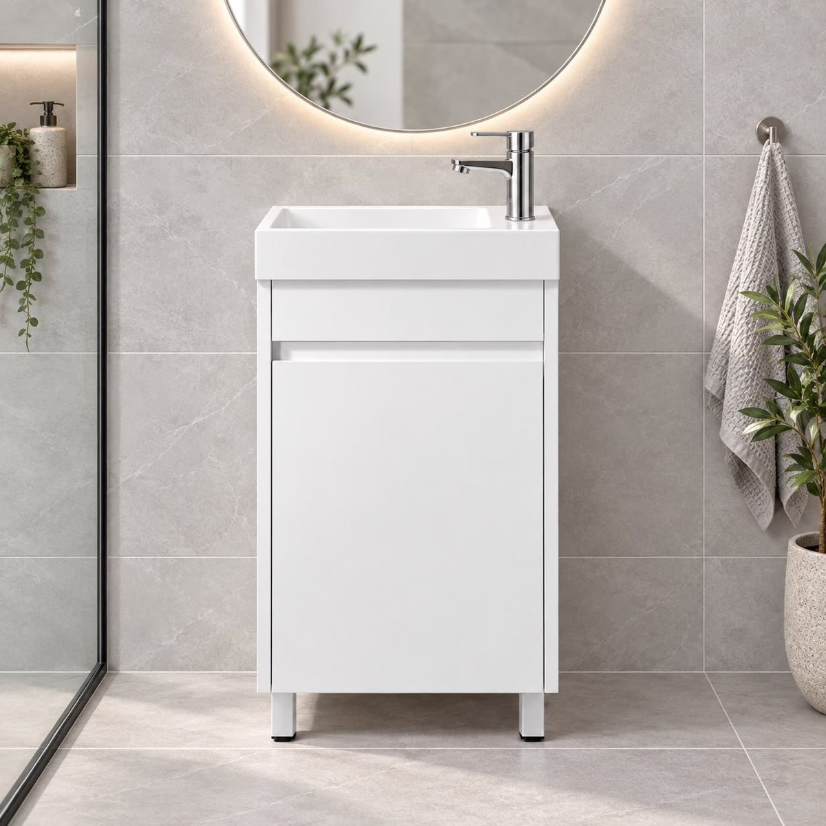 Paula 400mm PVC Slim Vanity on Legs 1th - 400x220x860mm