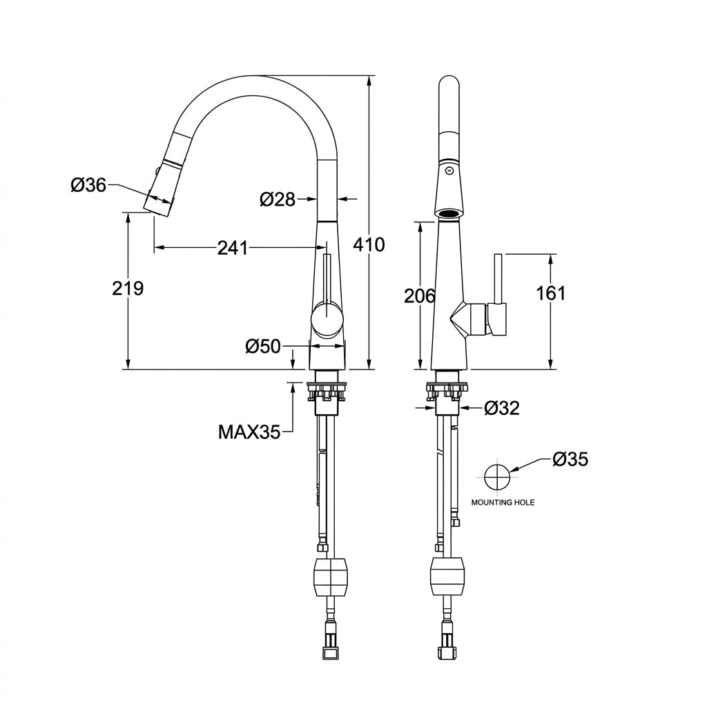 Linsol Kashi Pull-Out Kitchen Sink Mixer