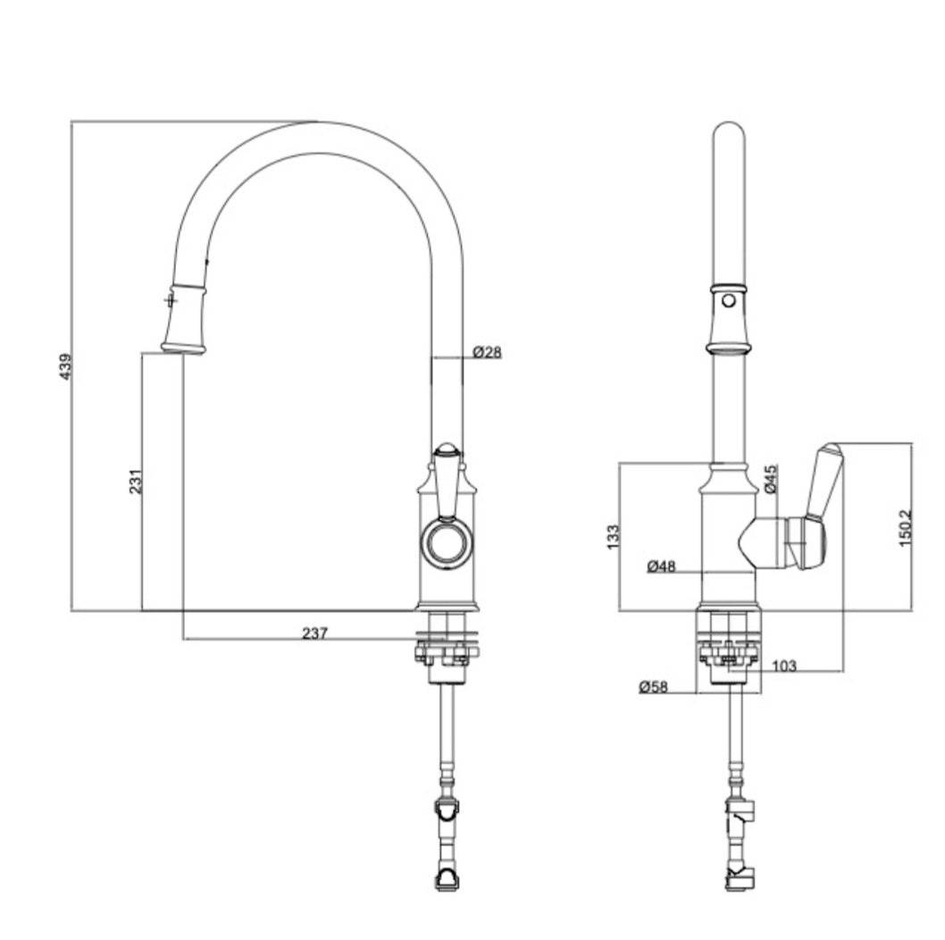 Linsol Tommy S2 Pull-Out Kitchen Sink Mixer