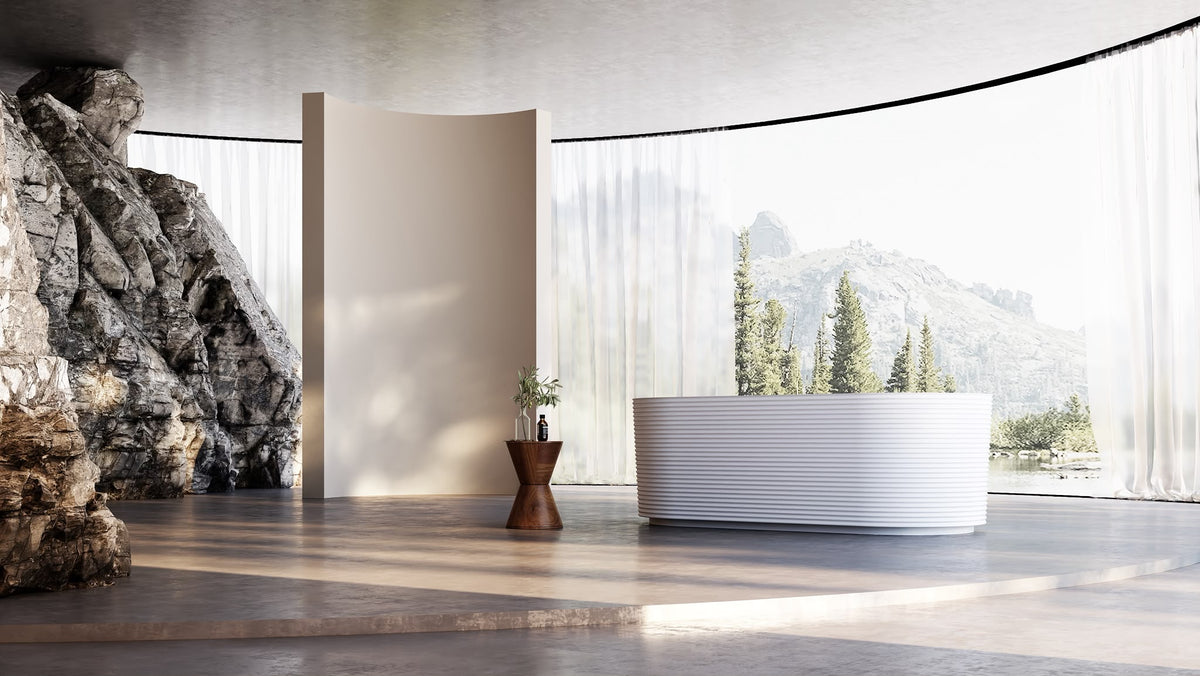 Newington Horizontal V Groove Matte White Freestanding bath - 1700mm