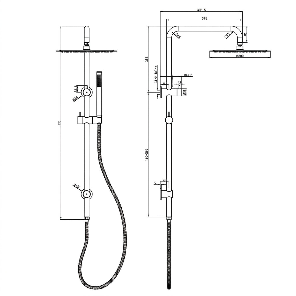 Linsol Sofia Shower Combination 300mm - 3 function