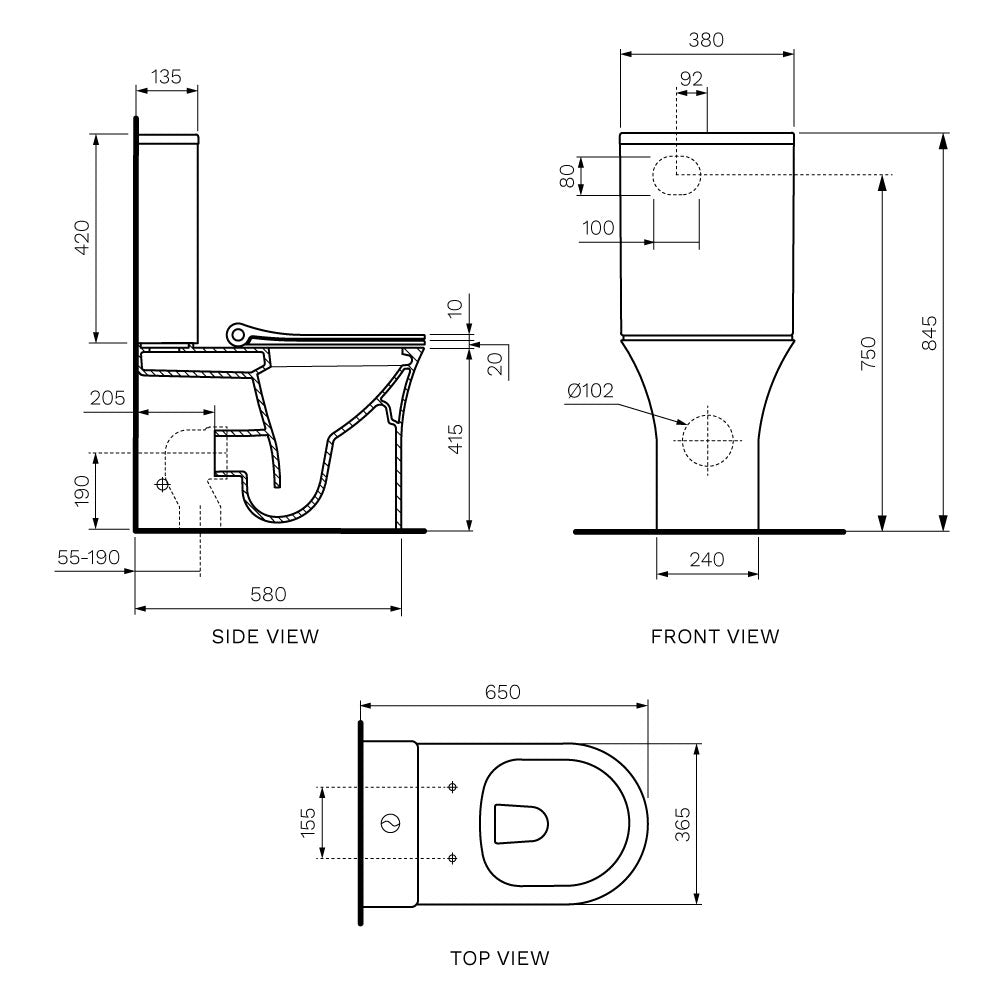 Parisi Slim Wall Faced Suite Rimless (including Pressalit Soft Close Seat)