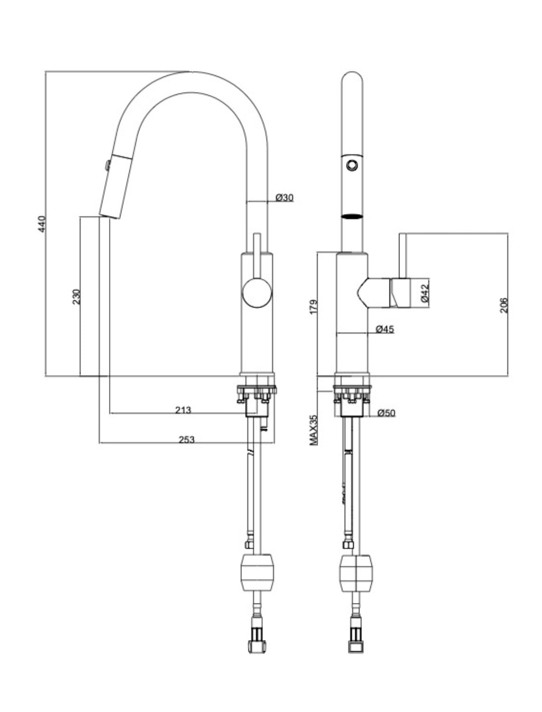 Linsol Halo S2 Pull-Out Kitchen Sink Mixer