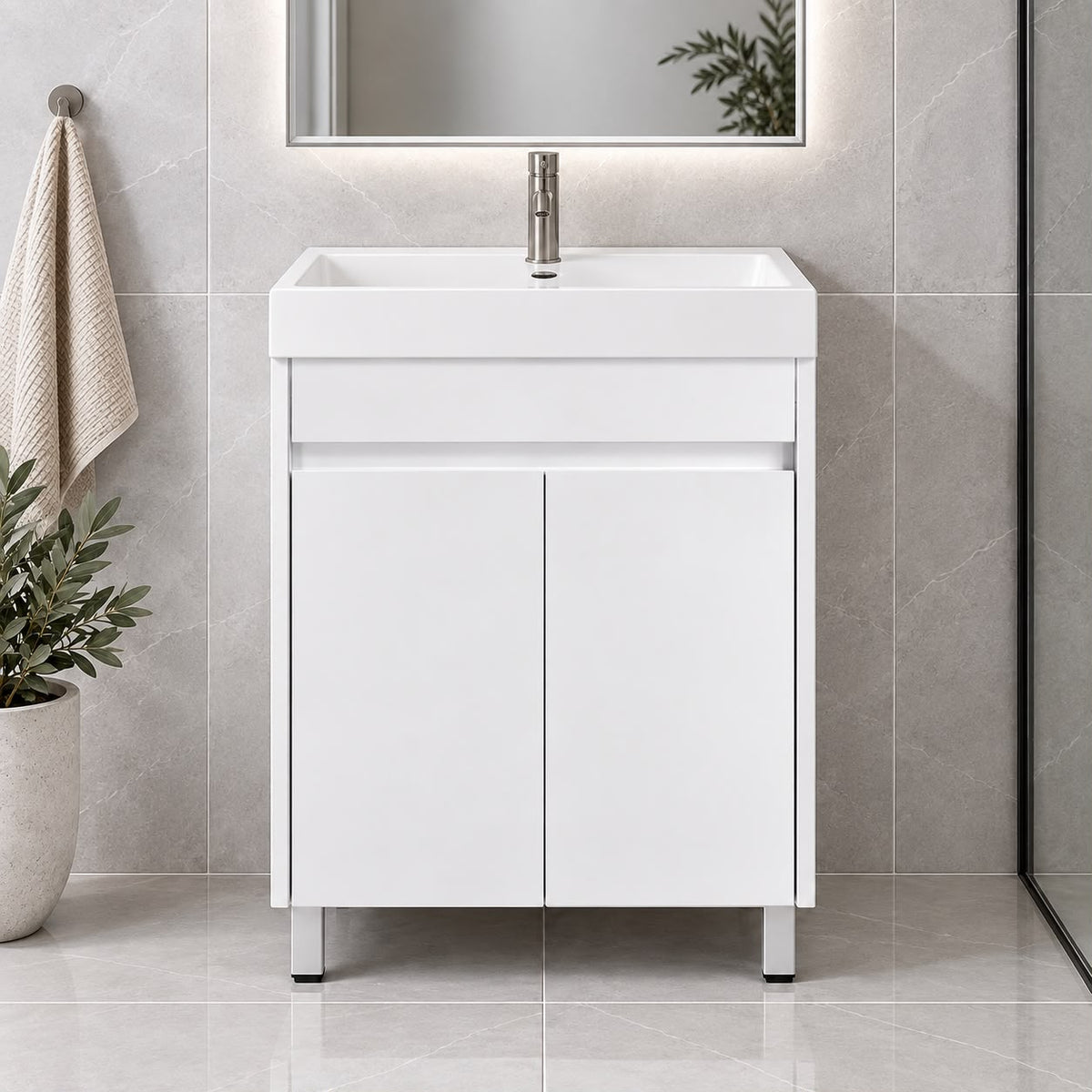Paula 500mm PVC Slim Vanity on Legs 1th - 500x250x860mm