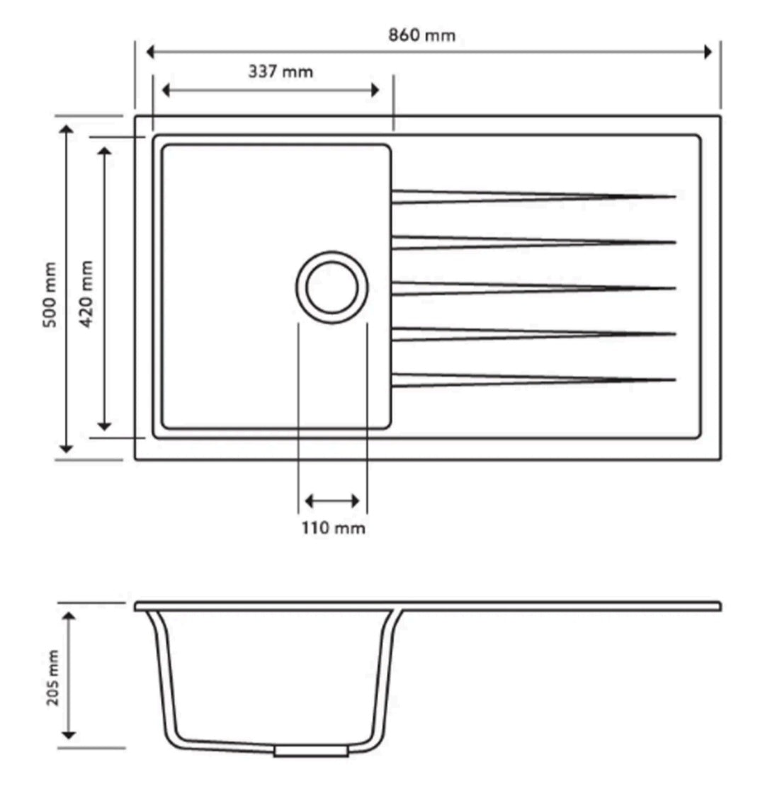 Carysil Vivaldi D100 - 860 x 500 x 205mm