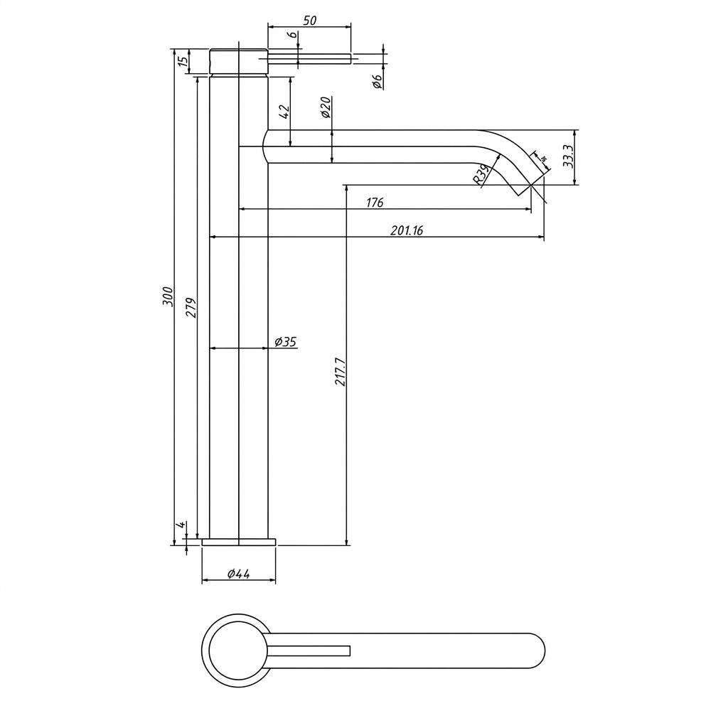 Amoza Curved High Rise Tall Basin Mixer