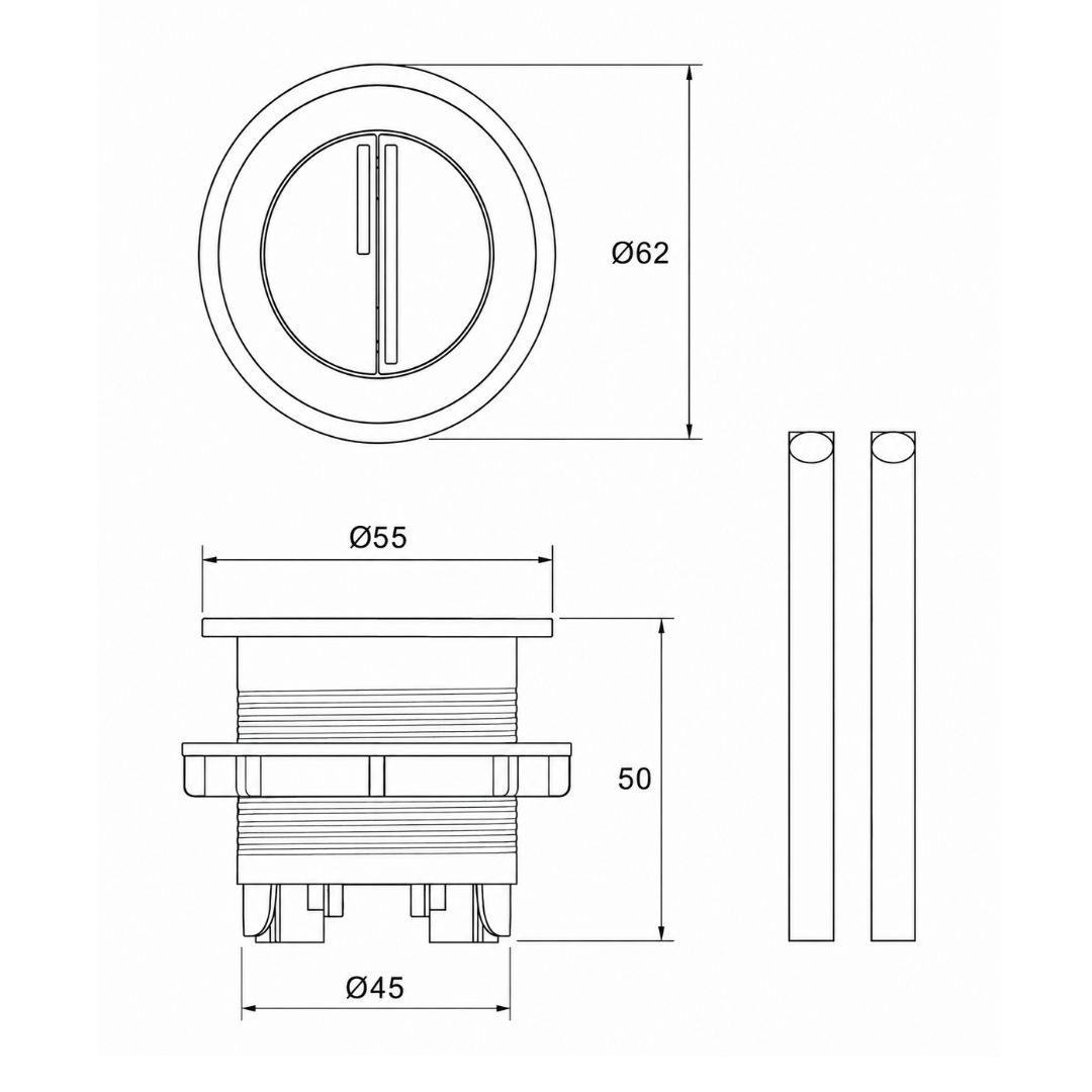 Round Flush Buttons – Brushed Gold – alternate view
