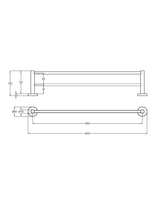 Otus Slimline SS304 Towel Rail Double 600mm – view 7