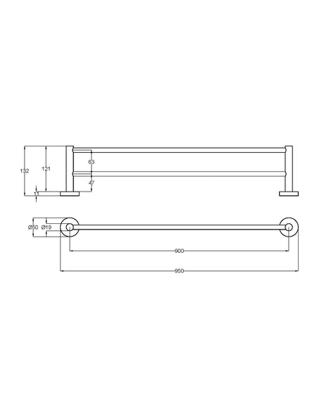 Otus Slimline SS304 Towel Rail Double 900mm – view 7