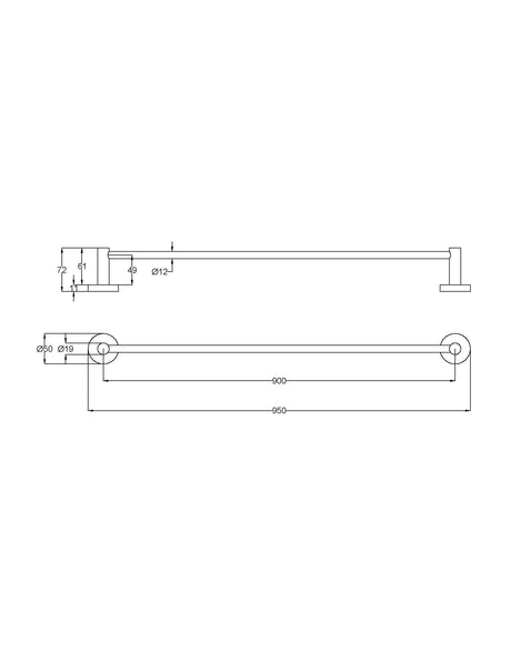 Otus Slimline SS304 Towel Rail Single 900mm – view 7