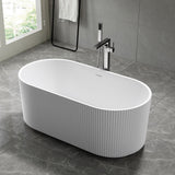 Avalon V-Groove Fluted Round Matte White Freestanding Bath - 1700mm – alternate view