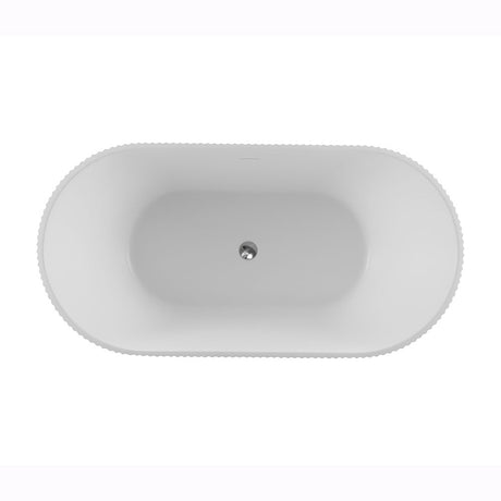 Avalon V-Groove Fluted Round Matte White Freestanding Bath - 1700mm – detail view