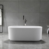 Avalon V-Groove Fluted Round Matte White Freestanding Bath - 1700mm