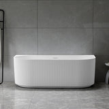 Avalon V-Groove Fluted Back-To-Wall Matte White Freestanding Bath - 1700mm