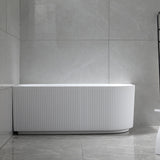 Avalon V-Groove Fluted Left-Hand Corner Matte White Freestanding Bath - 1700mm – alternate view