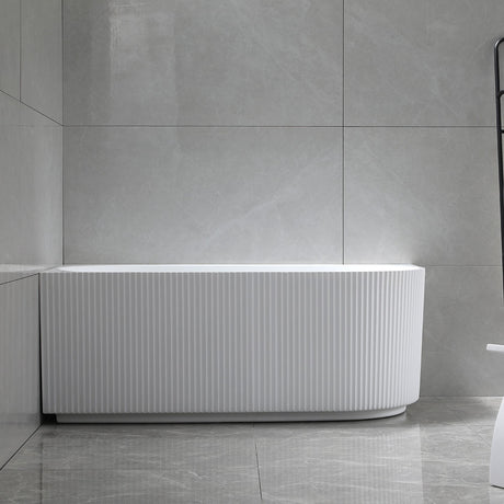 Avalon V-Groove Fluted Left-Hand Corner Matte White Freestanding Bath - 1700mm – alternate view