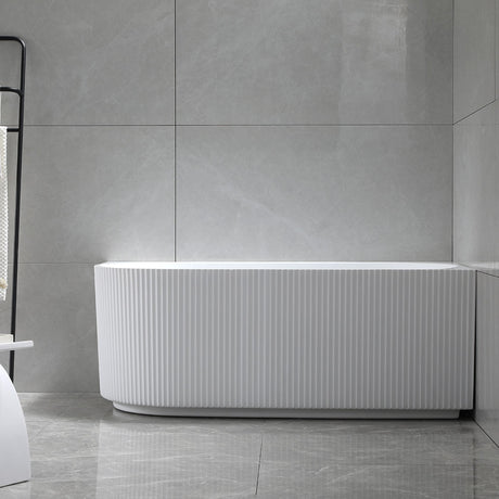 Avalon V-Groove Fluted Right-Hand Corner Matte White Freestanding Bath - 1700mm – alternate view