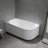 Avalon V-Groove Fluted Left-Hand Corner Matte White Freestanding Bath - 1700mm