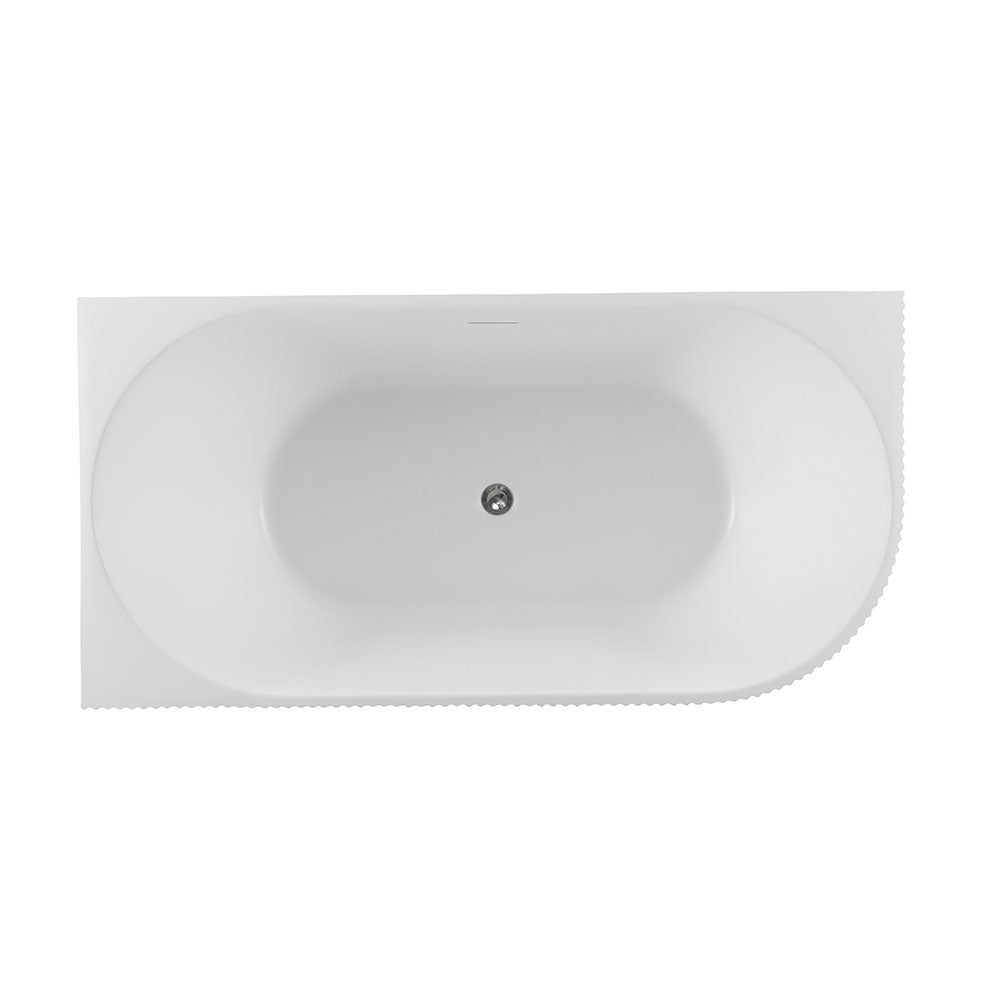 Avalon V-Groove Fluted Left-Hand Corner Matte White Freestanding Bath - 1700mm – detail view