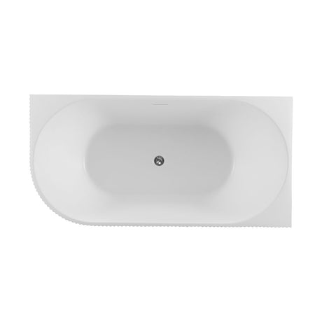 Avalon V-Groove Fluted Right-Hand Corner Matte White Freestanding Bath - 1700mm – detail view