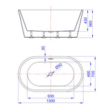 Olinda Oval Gloss White Freestanding Bath Tub - 1300mm – view 4