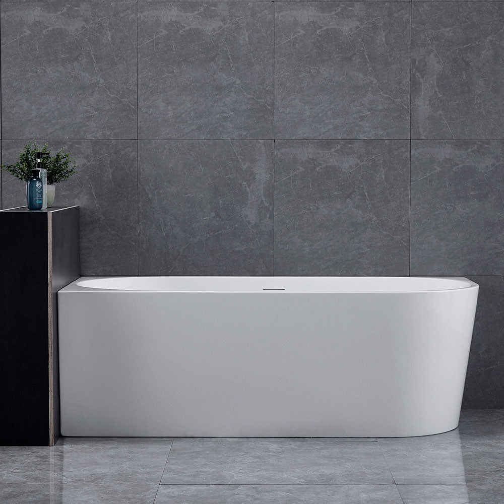 Newport Left Hand Corner Matte White Freestanding Bath Tub - 1500mm