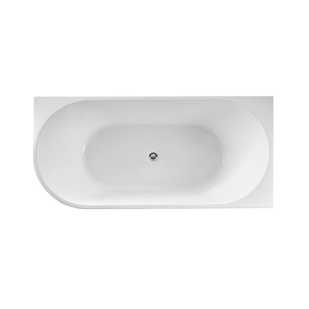 Newport Right Hand Corner Matte White Freestanding Bath Tub - 1500mm – detail view
