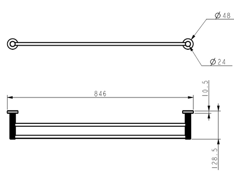Linie Double Towel Rail 800 mm – view 5