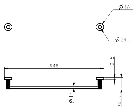 Linie Single Towel Rail 600 mm – view 5