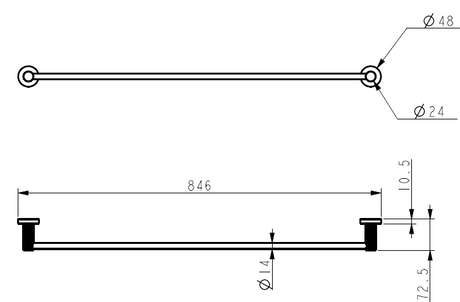 Linie Single Towel Rail 800 mm – view 5