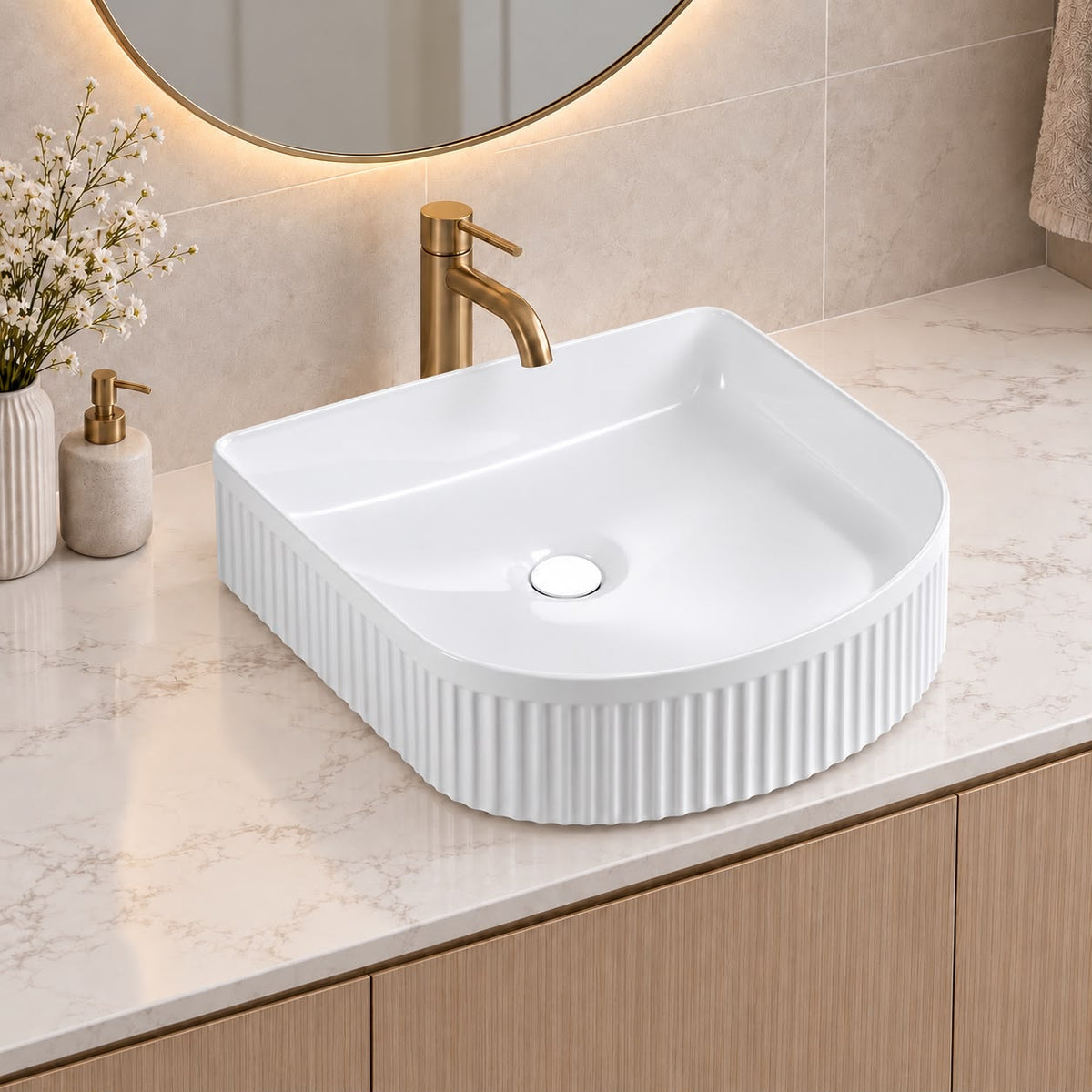 410mm Arch Matte White Above Counter Basin 410x360x120mm